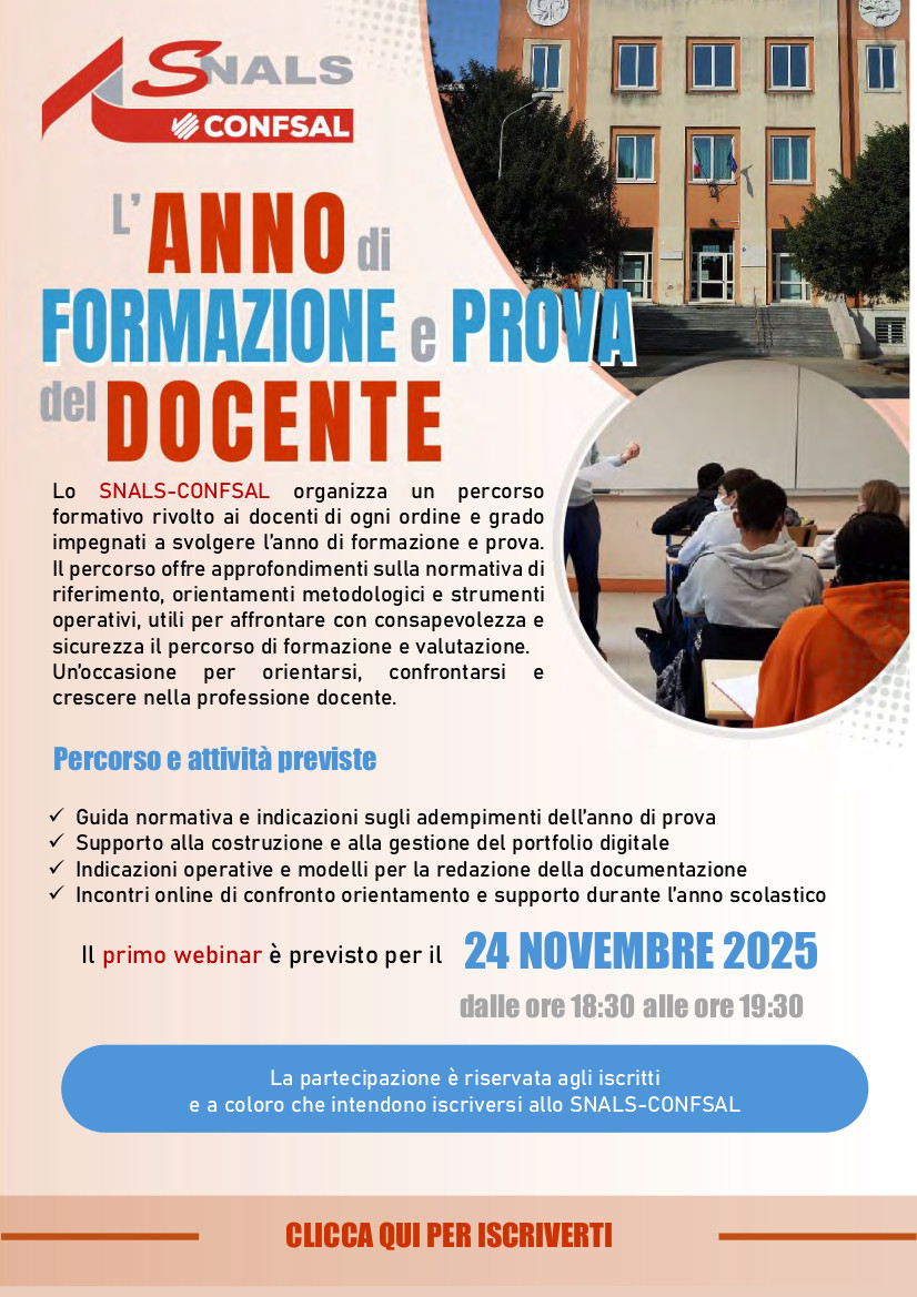 Locandina Corso Doc neoassunti SNALS NOVEMBRE 2025