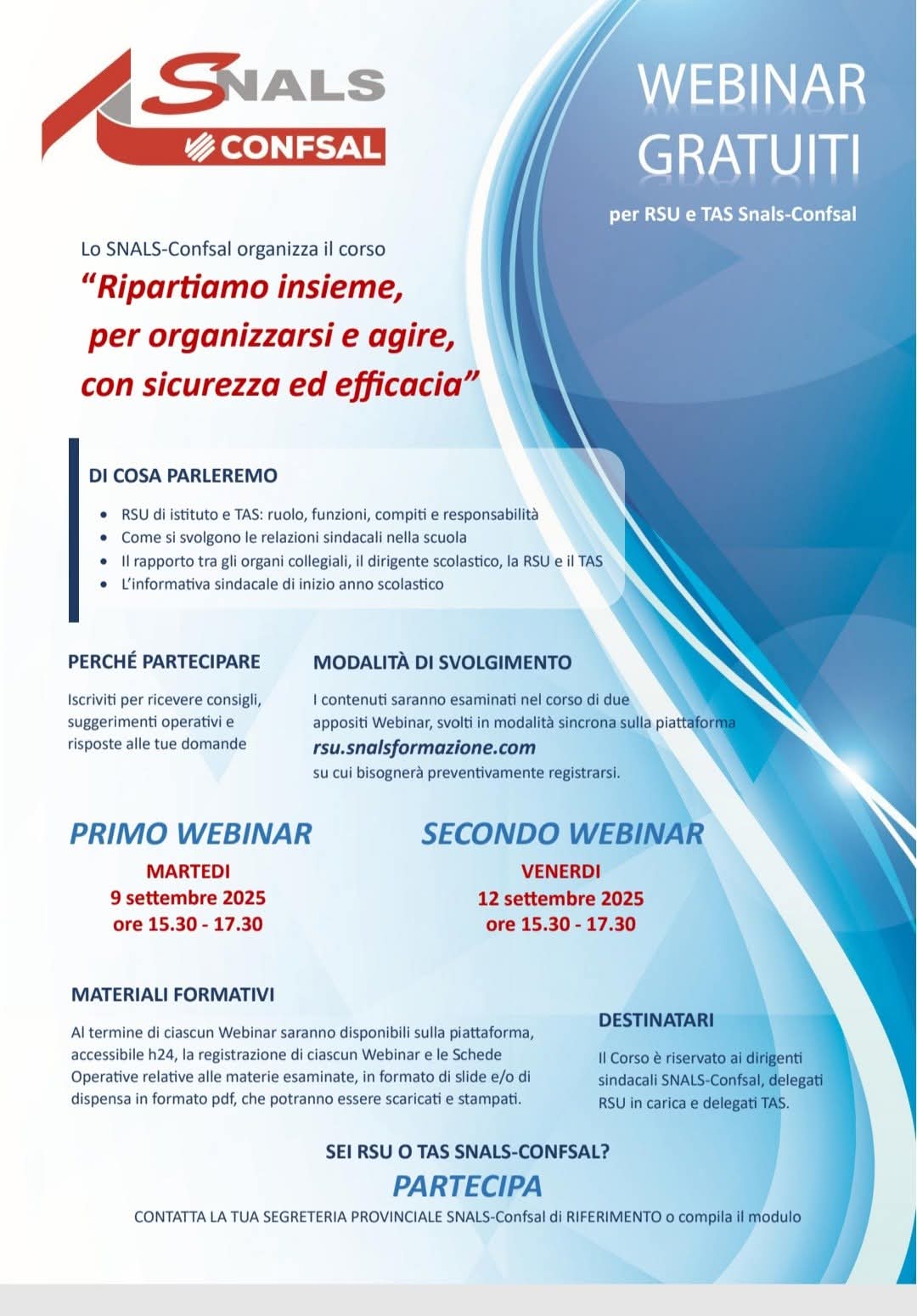 webinar gratuiti snals